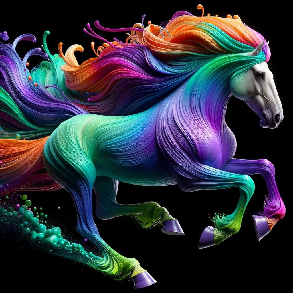 a horse, 3D digital painting, soft gradients, bright colors